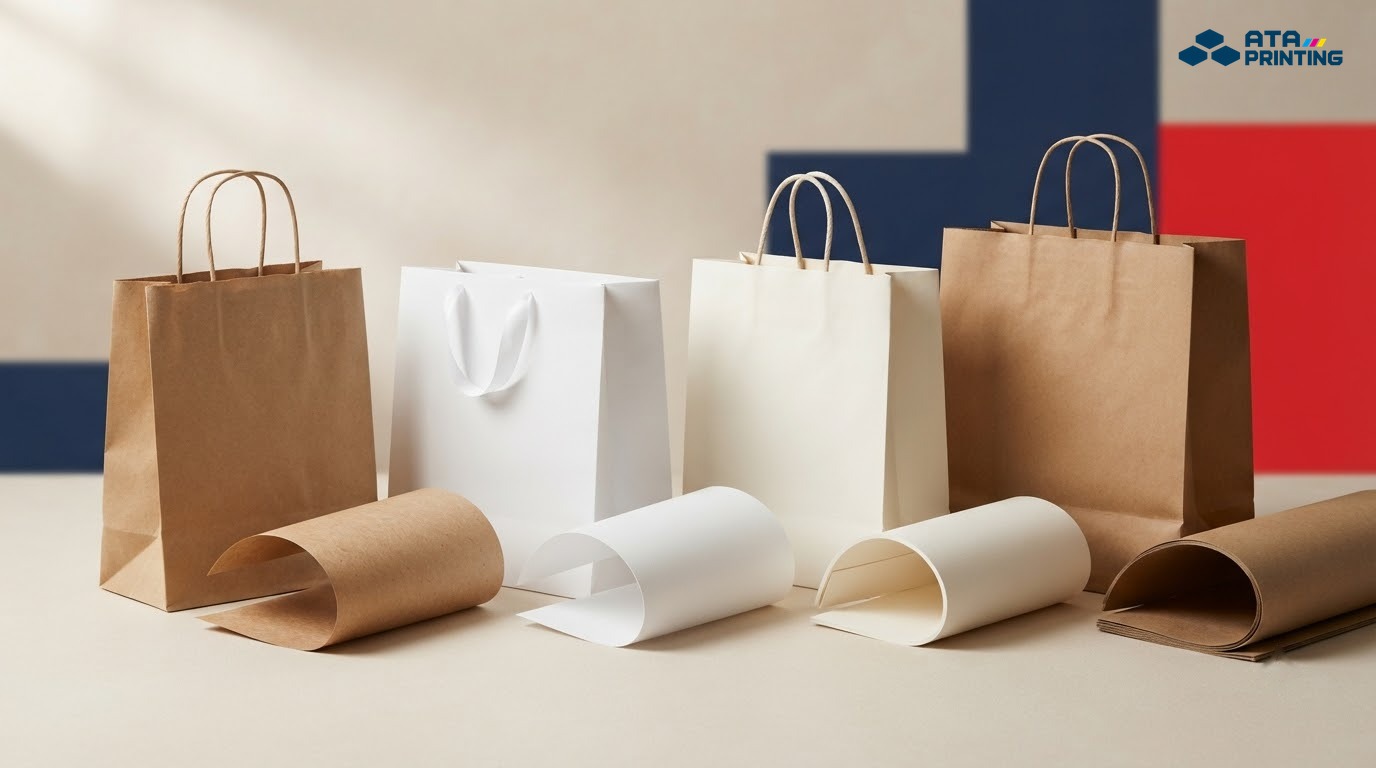 Mẫu giấy Kraft, Couche, Ivory và Duplex dùng để sản xuất túi giấy