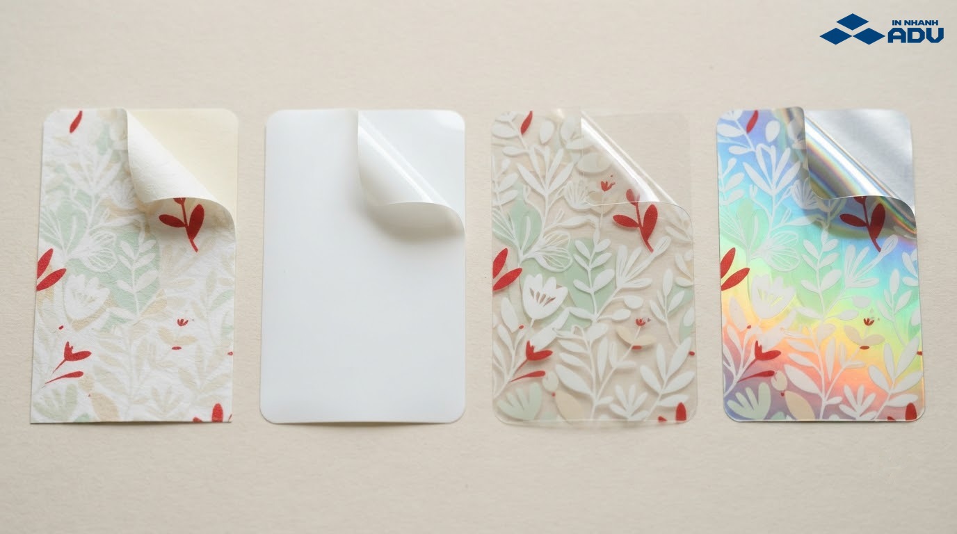 Sticker trên decal giấy, decal nhựa, decal trong và màng ánh kim