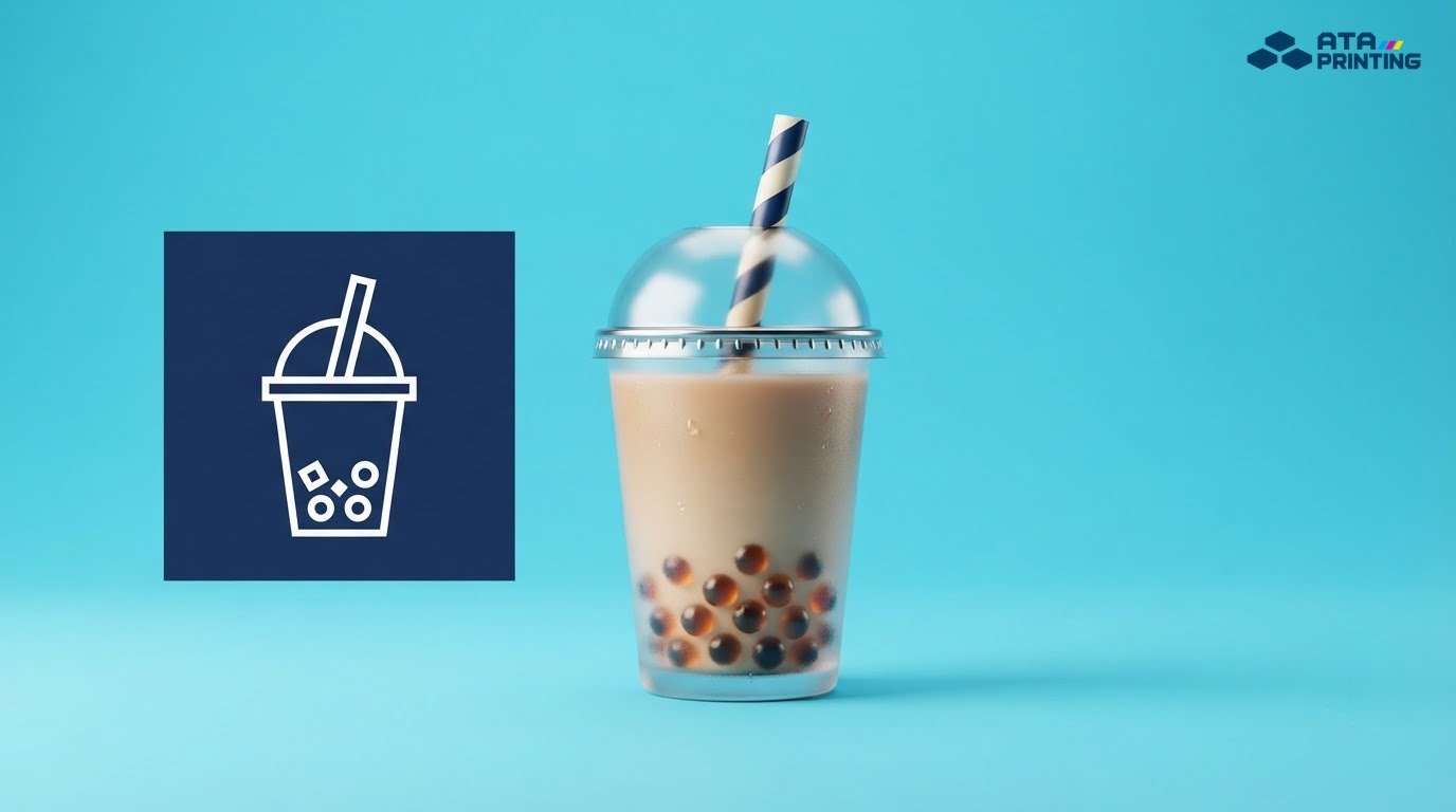 Thiết kế nhận diện trà sữa với chi tiết rõ và độ tương phản tốt