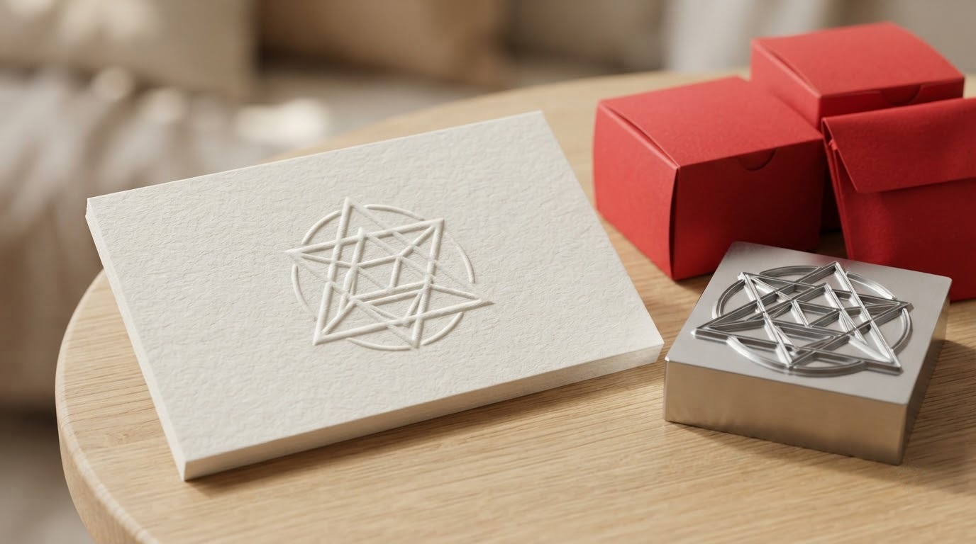 Logo dập nổi trên danh thiếp giấy mỹ thuật cao cấp