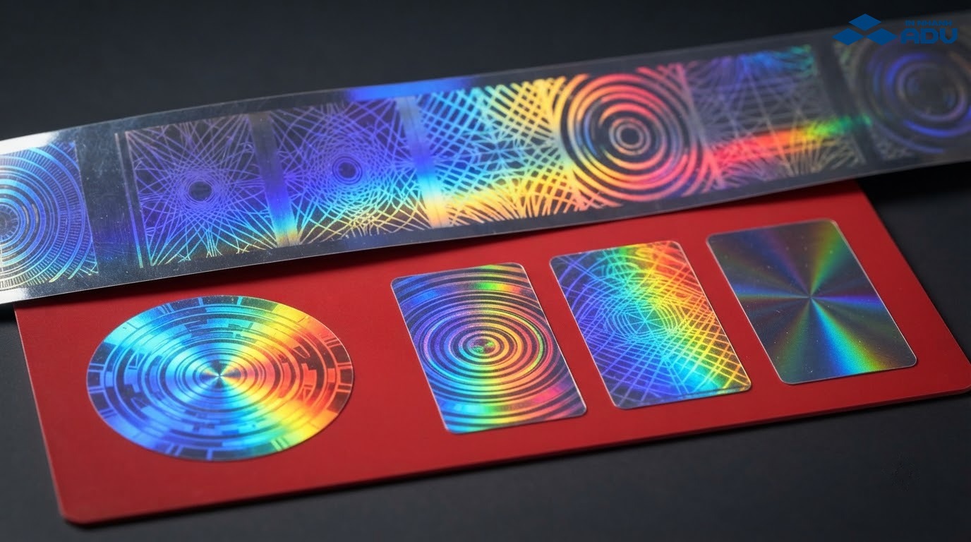 Bề mặt tem hologram đổi màu khi thay đổi góc nhìn