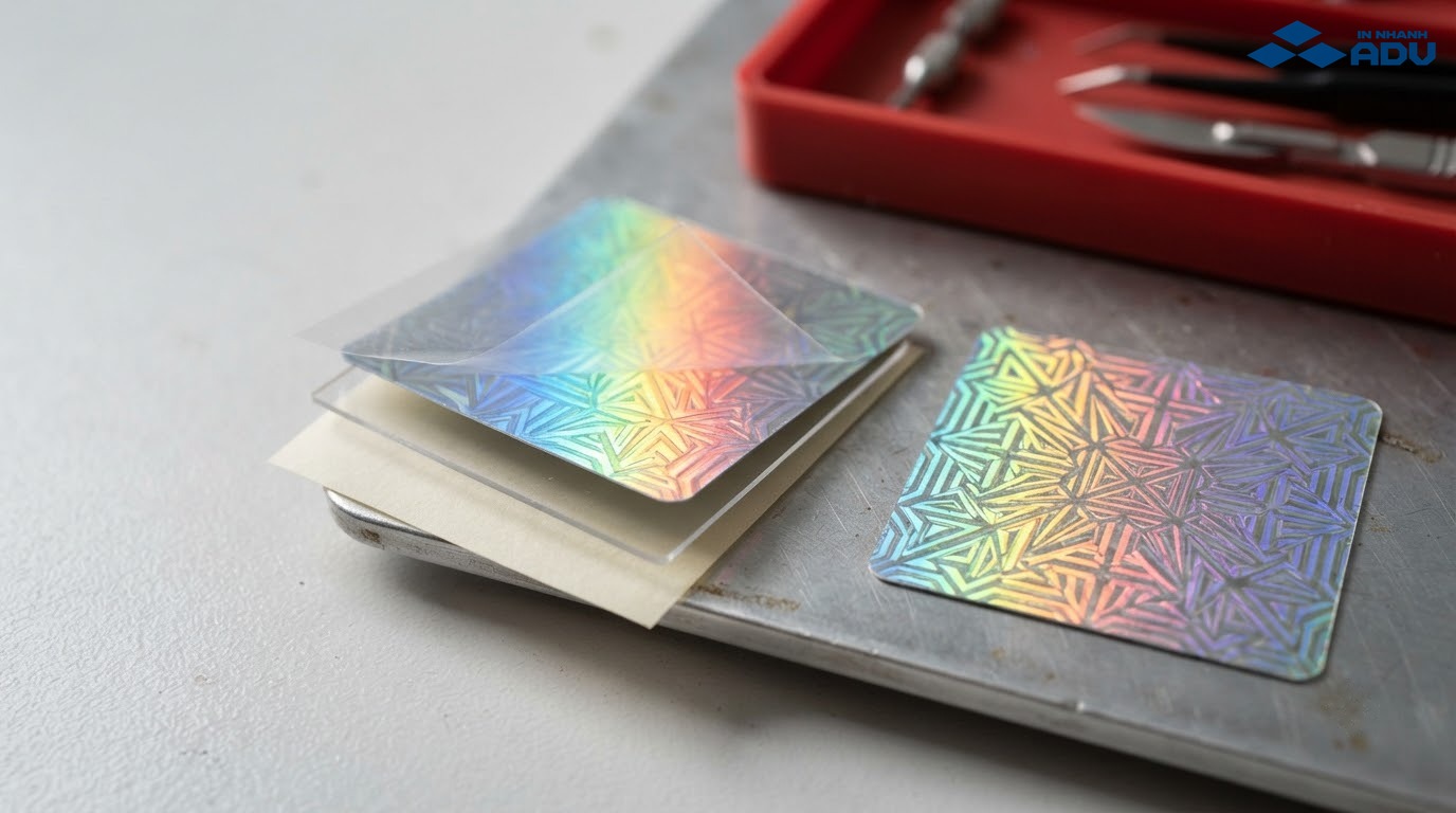 Bốn lớp vật liệu cấu tạo tem decal 7 màu hologram