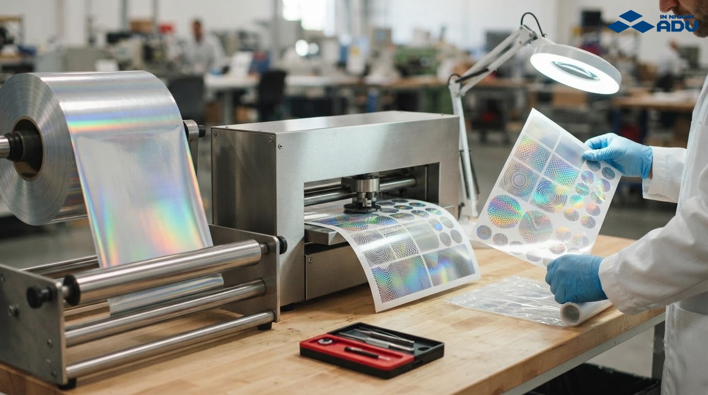 Quy trình in UV bế demi và kiểm tra tem decal 7 màu