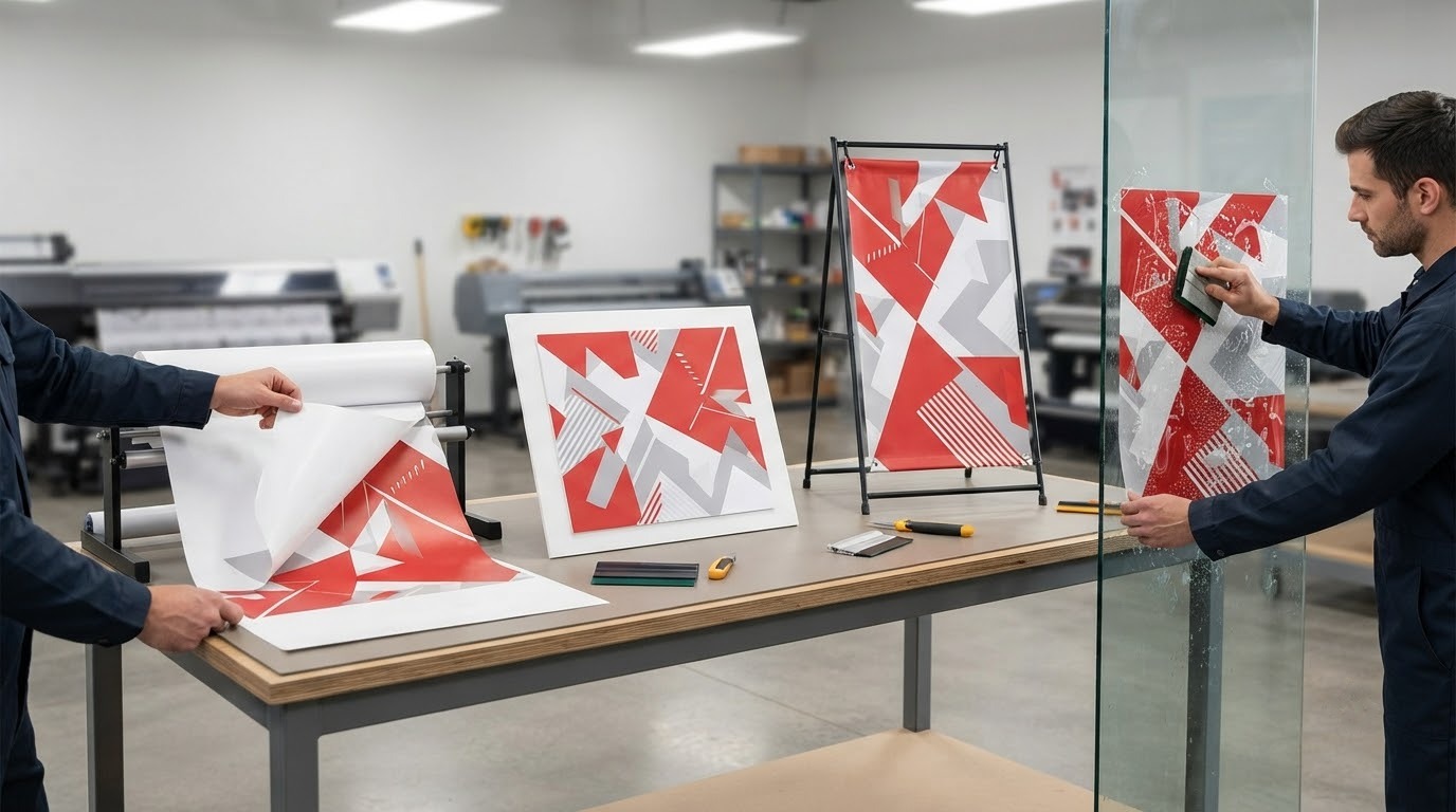 Các dạng decal PP dùng cho formex, standee và trang trí kính