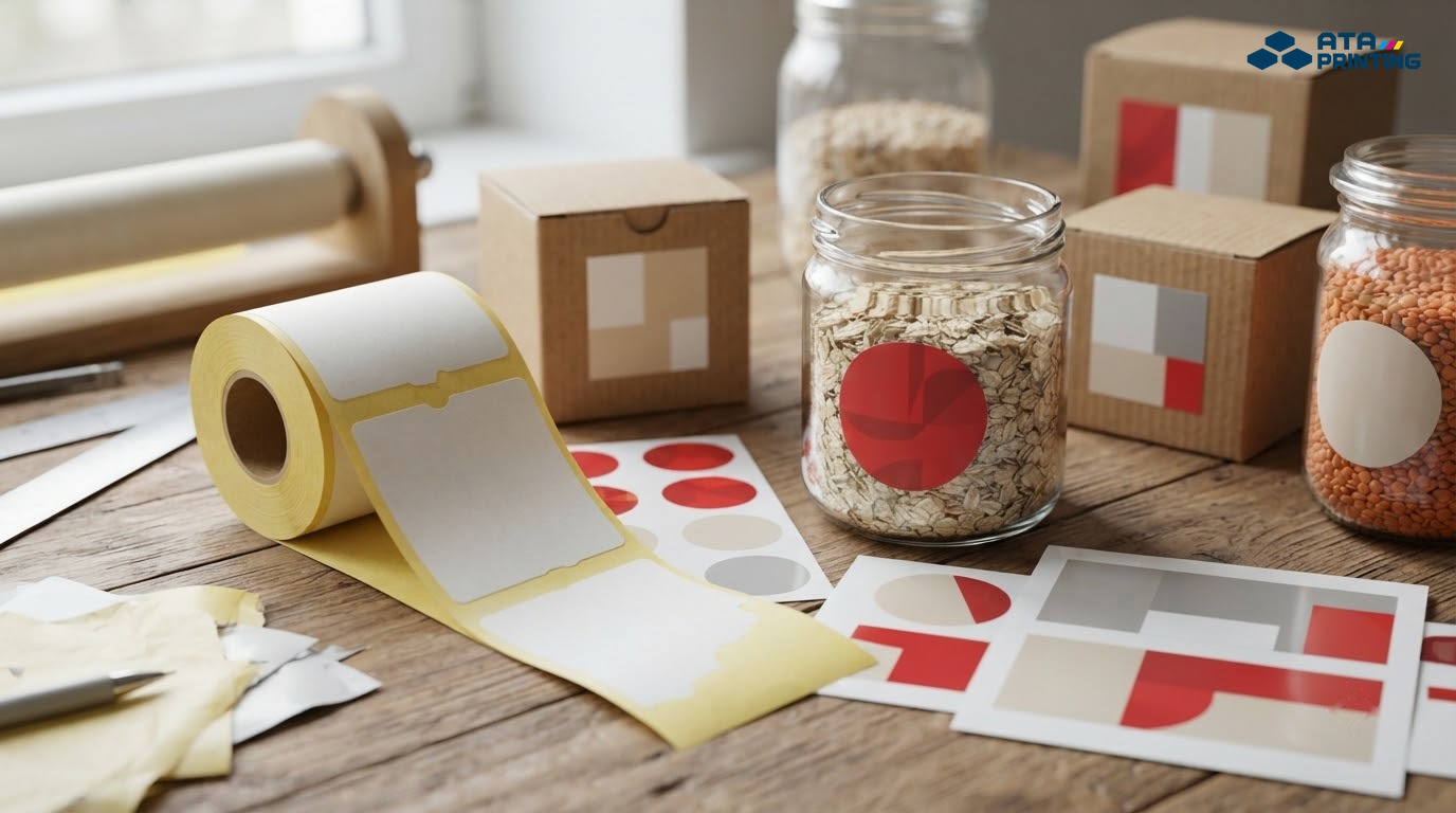 Cuộn decal giấy và các tem nhãn giấy nhiều hình dạng dùng cho bao bì khô