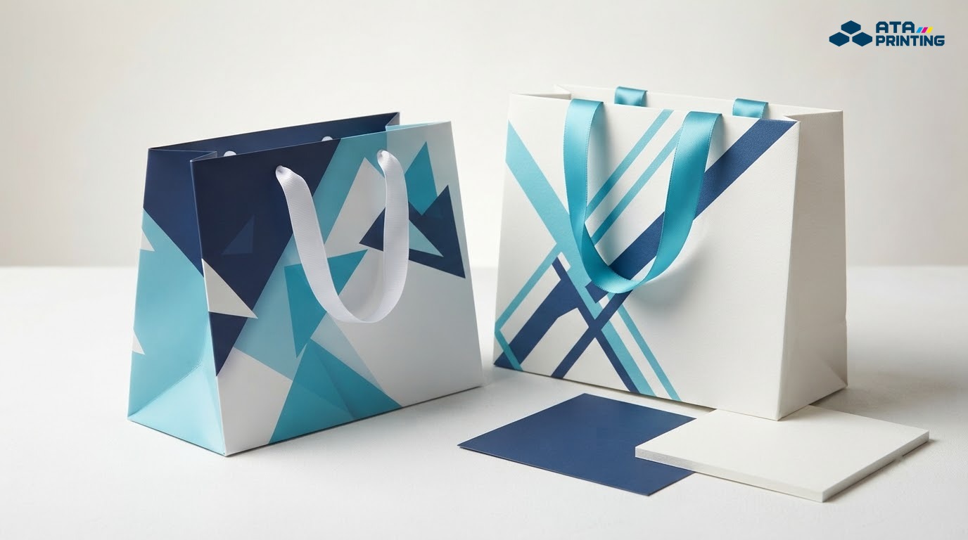 Túi quà bằng giấy Couche cán mờ và giấy Ivory cứng cáp