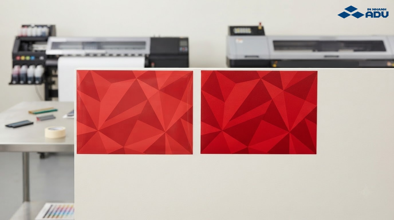 So sánh bề mặt decal dán tường in mực dầu và in mực UV