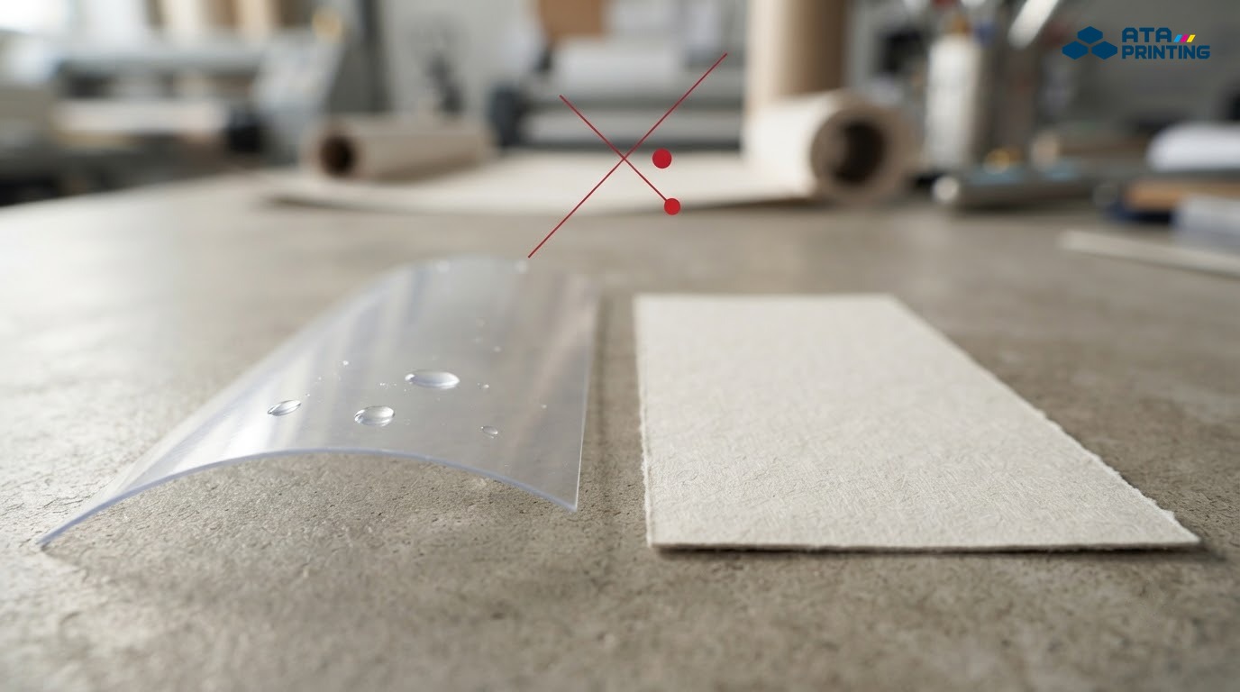 Decal nhựa PVC dẻo và chịu ẩm cạnh mẫu decal giấy