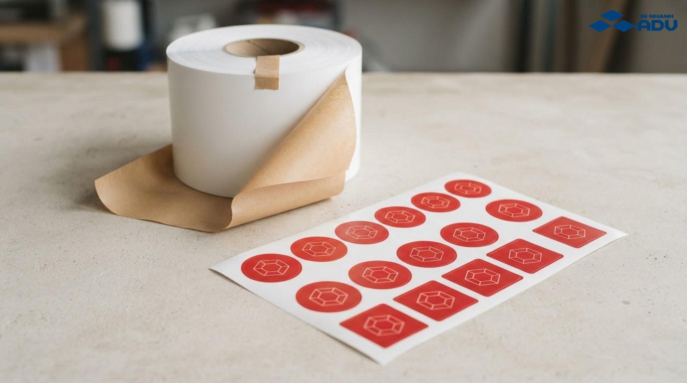 So sánh cuộn decal nhãn và sticker logo cắt rời