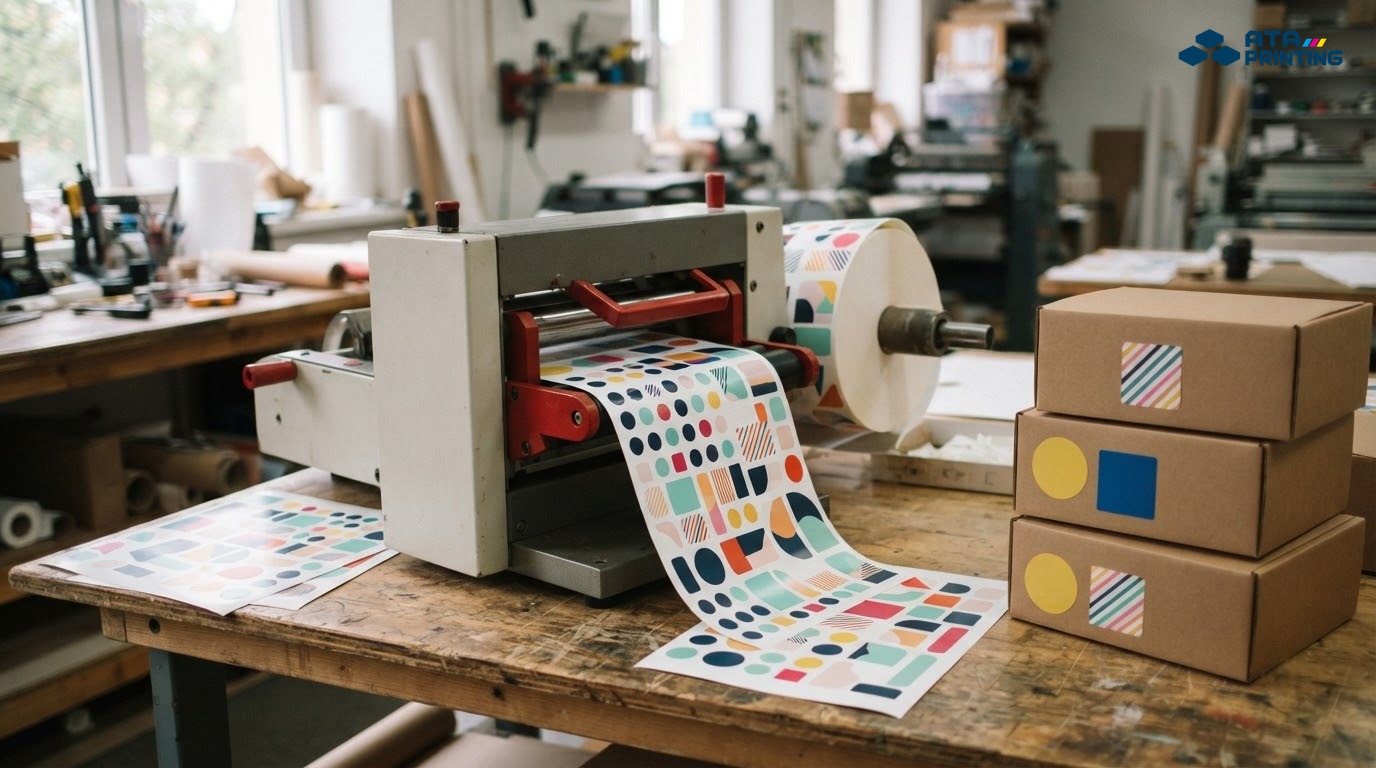 Tem decal giấy được in và bế thành nhiều hình dạng để dán lên bao bì