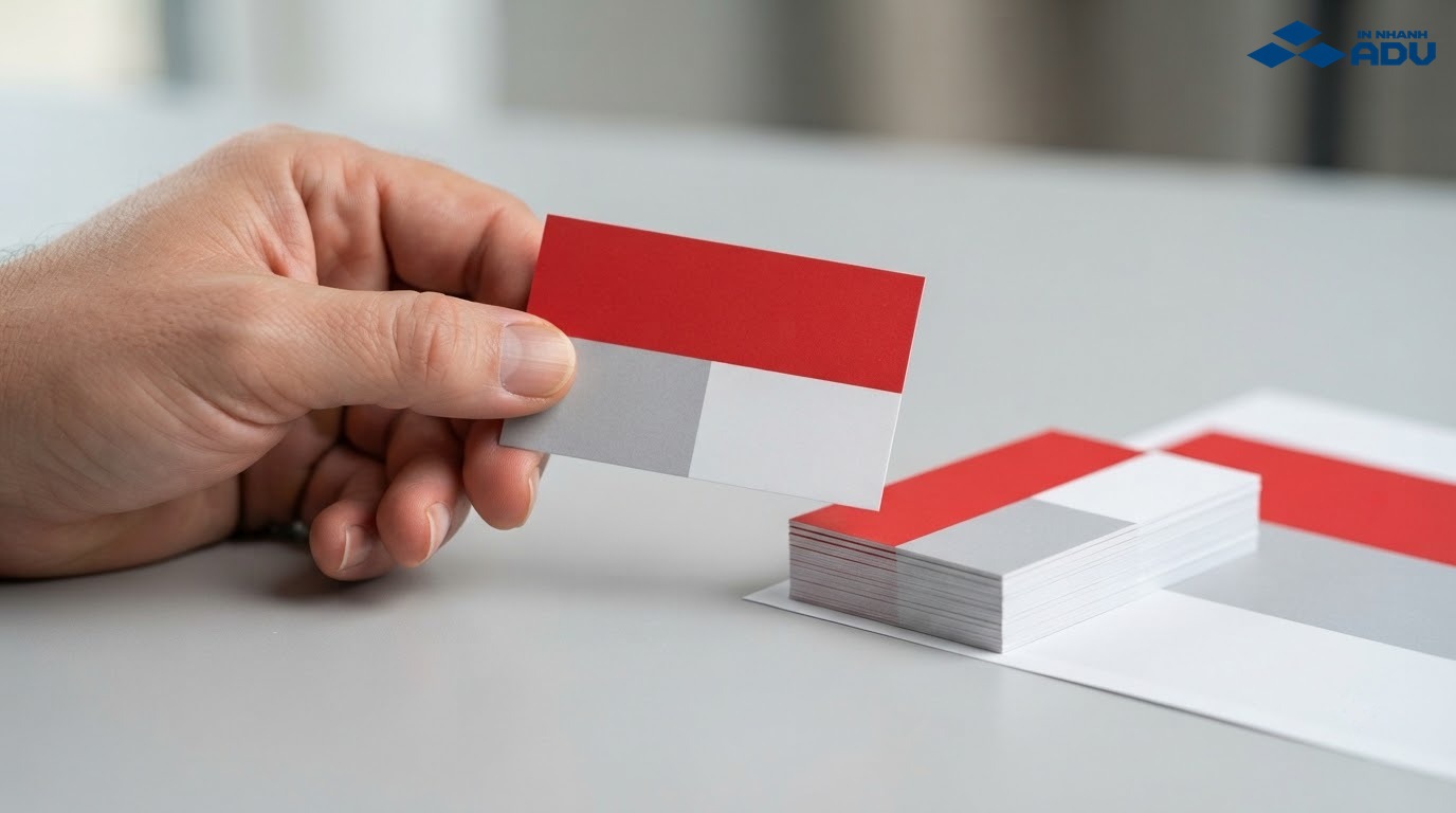 Name card giấy Couche dày với bề mặt mịn và màu in rõ nét