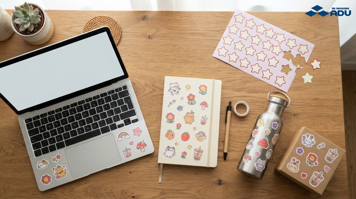 Nhãn dán dễ thương trang trí sổ tay laptop và hộp quà