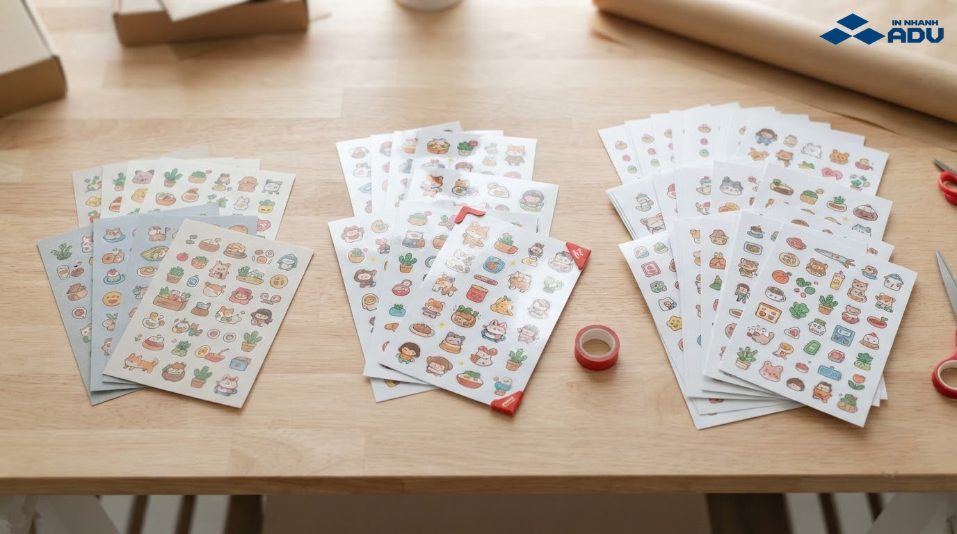 Các lô decal cute theo số lượng và quy cách khác nhau