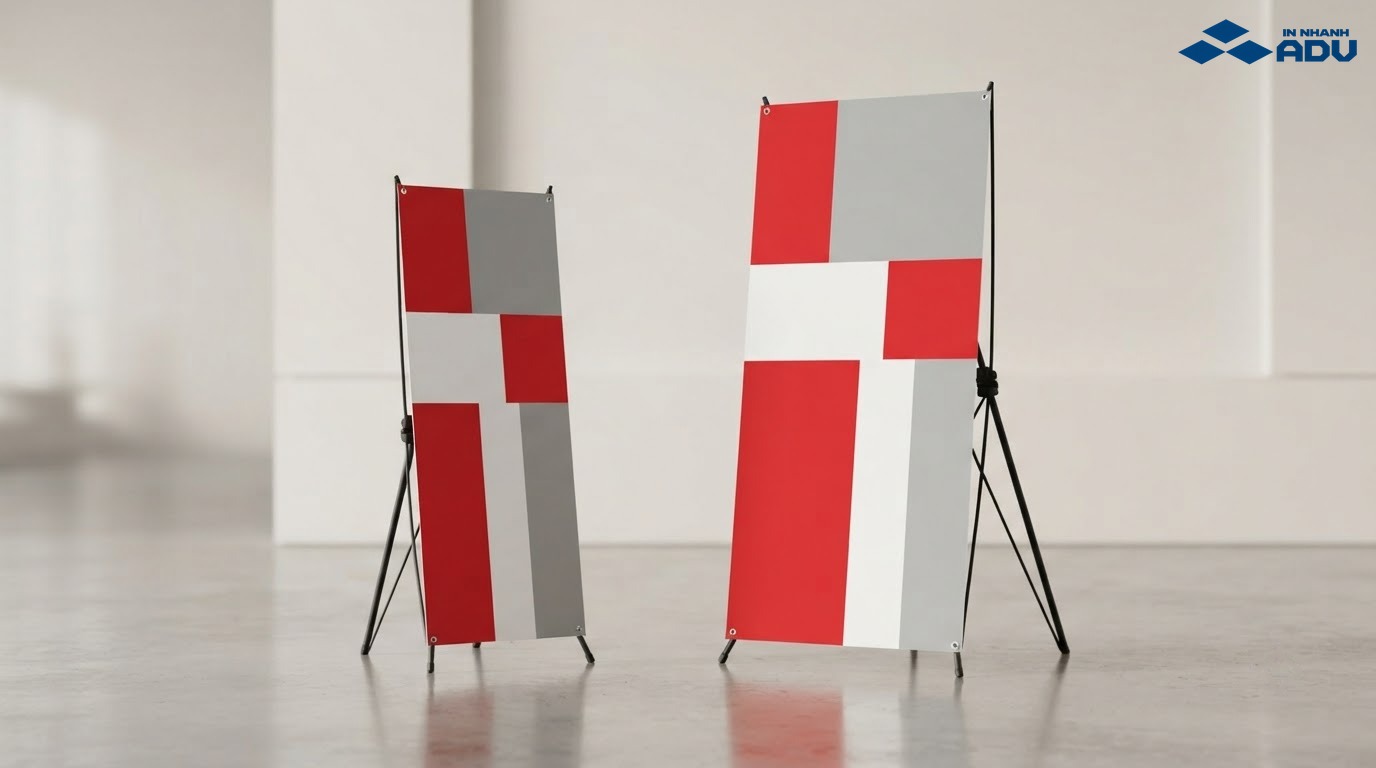 So sánh standee chữ X 60x160 cm và 80x180 cm
