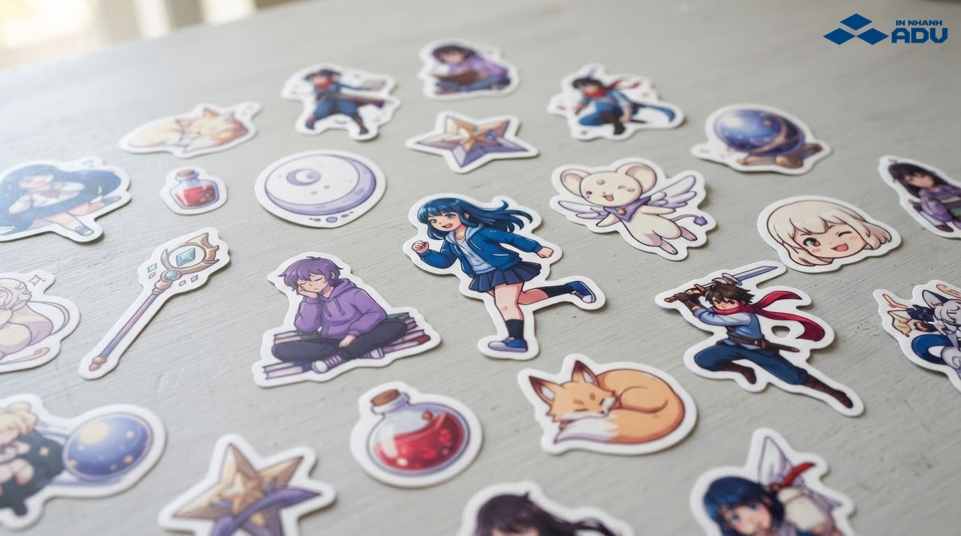 Các mẫu sticker anime nguyên bản được bế rời với màu sắc và hình dáng đa dạng