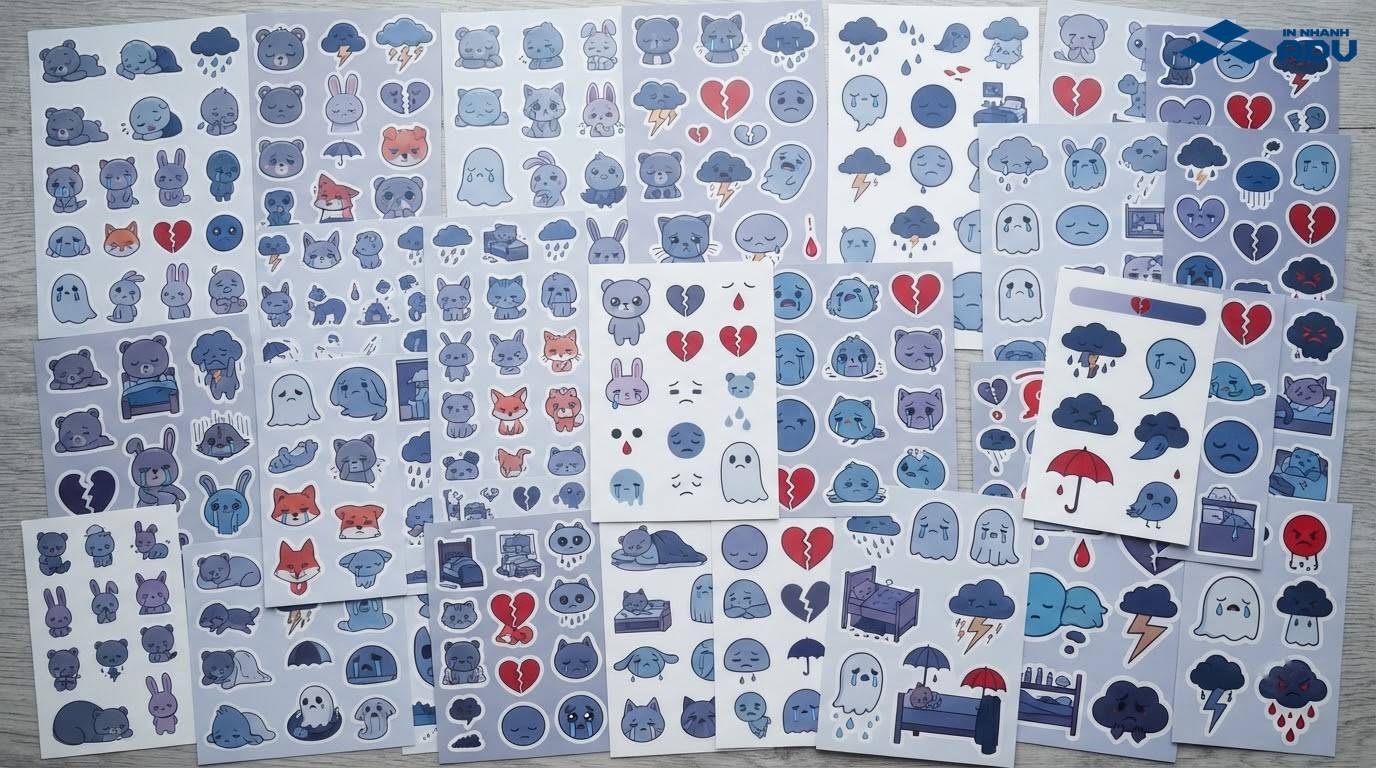 Nhiều mẫu sticker buồn thể hiện cô đơn, mệt mỏi và cần được an ủi