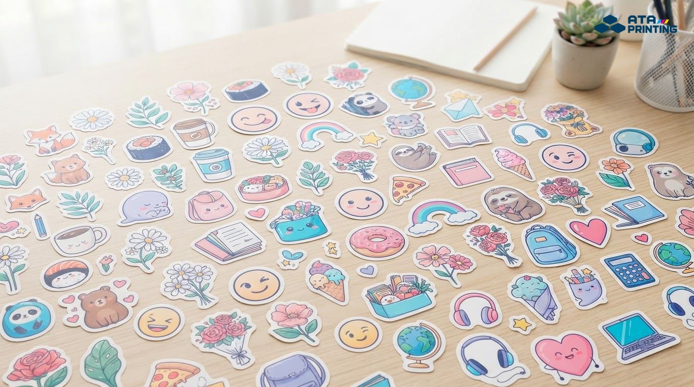 Bộ sưu tập sticker cute nhiều chủ đề với màu sắc tươi sáng