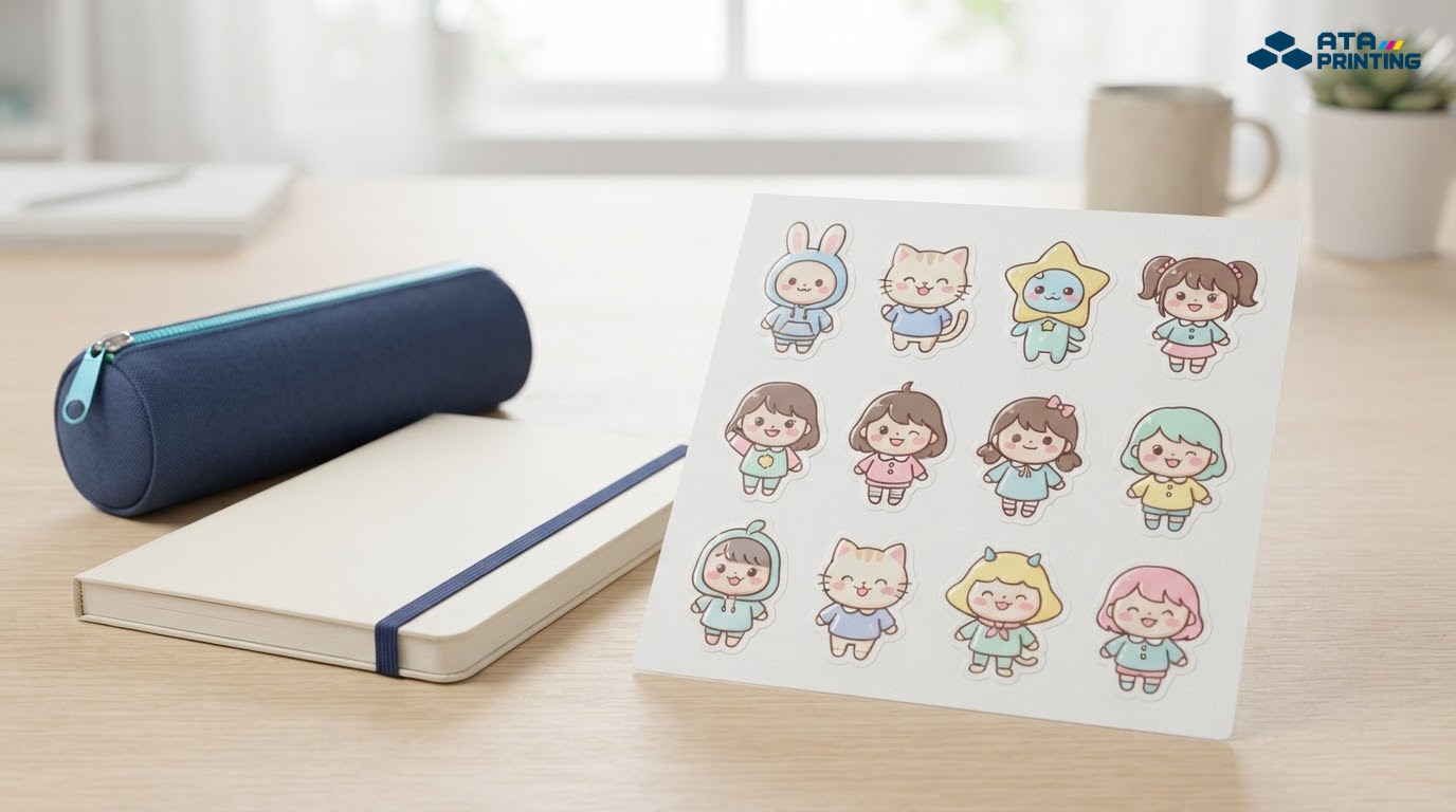 Sticker nhân vật chibi nguyên bản với phong cách dễ thương và màu pastel