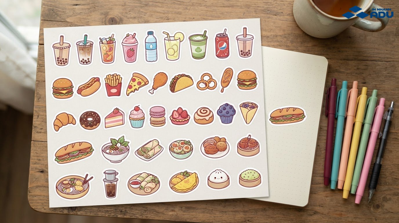 Nhiều ý tưởng sticker đồ ăn dễ thương cho trang trí và in ấn