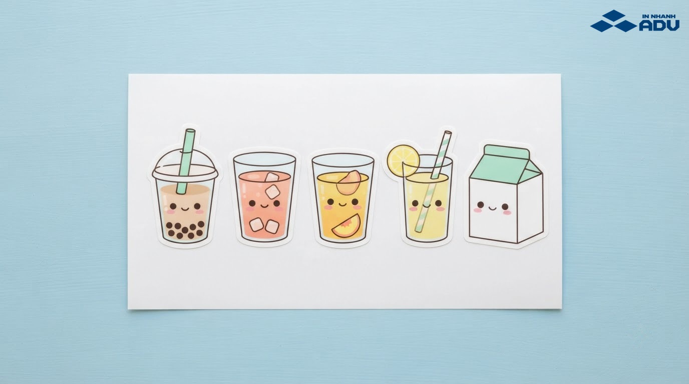 Sticker trà sữa và đồ uống trái cây phong cách dễ thương
