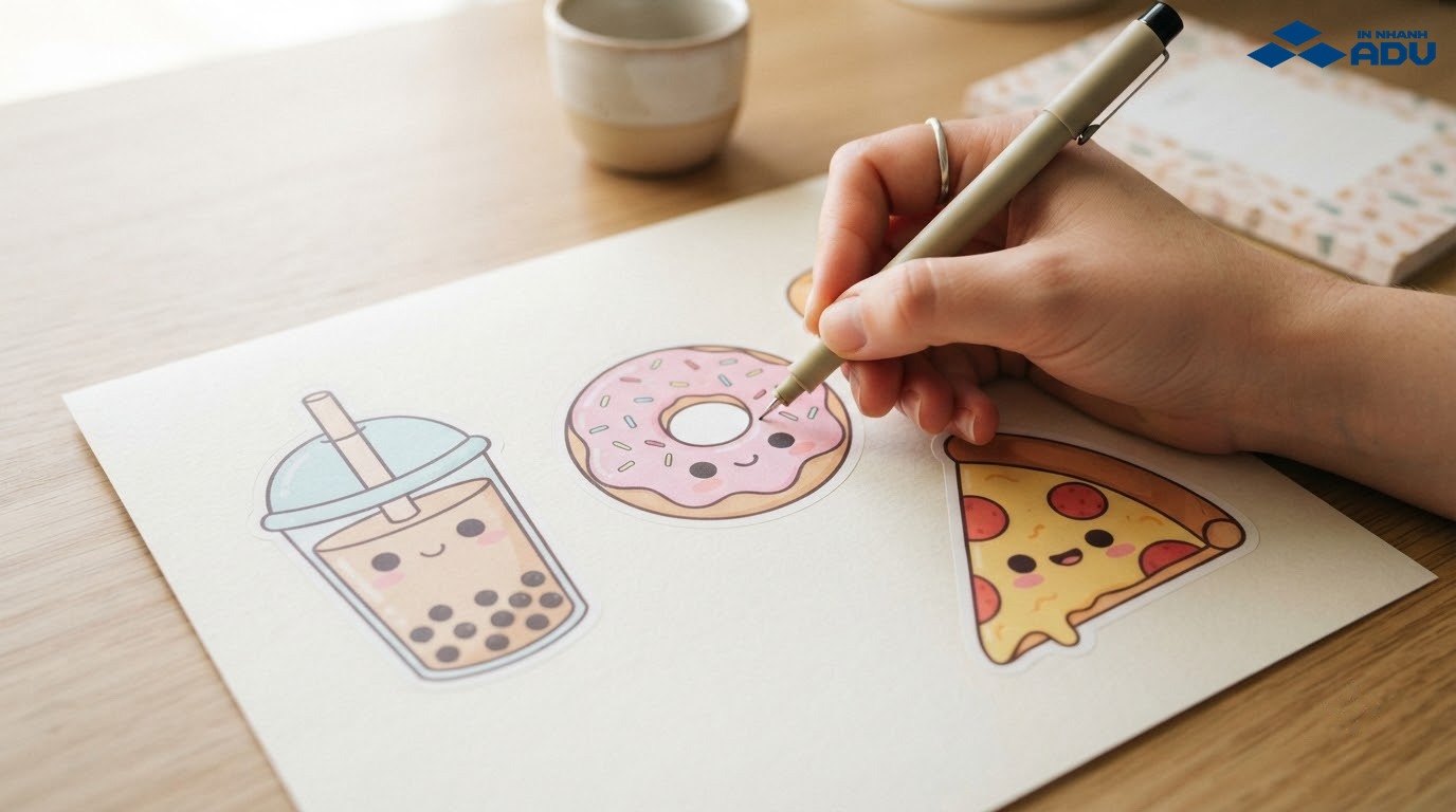 Thêm mắt miệng và má hồng cho nhân vật đồ ăn kawaii