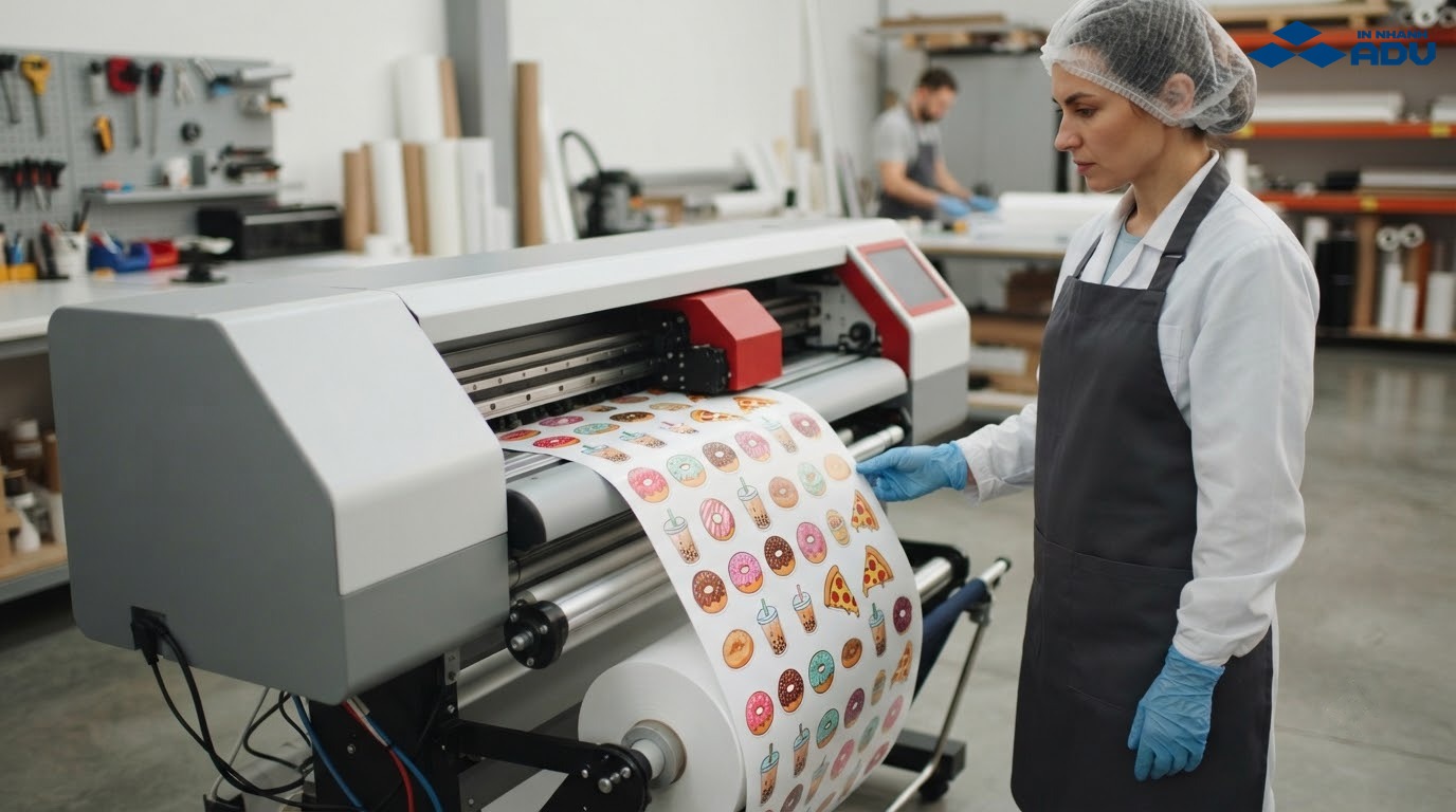 Máy in kỹ thuật số sản xuất sticker đồ ăn nhiều màu