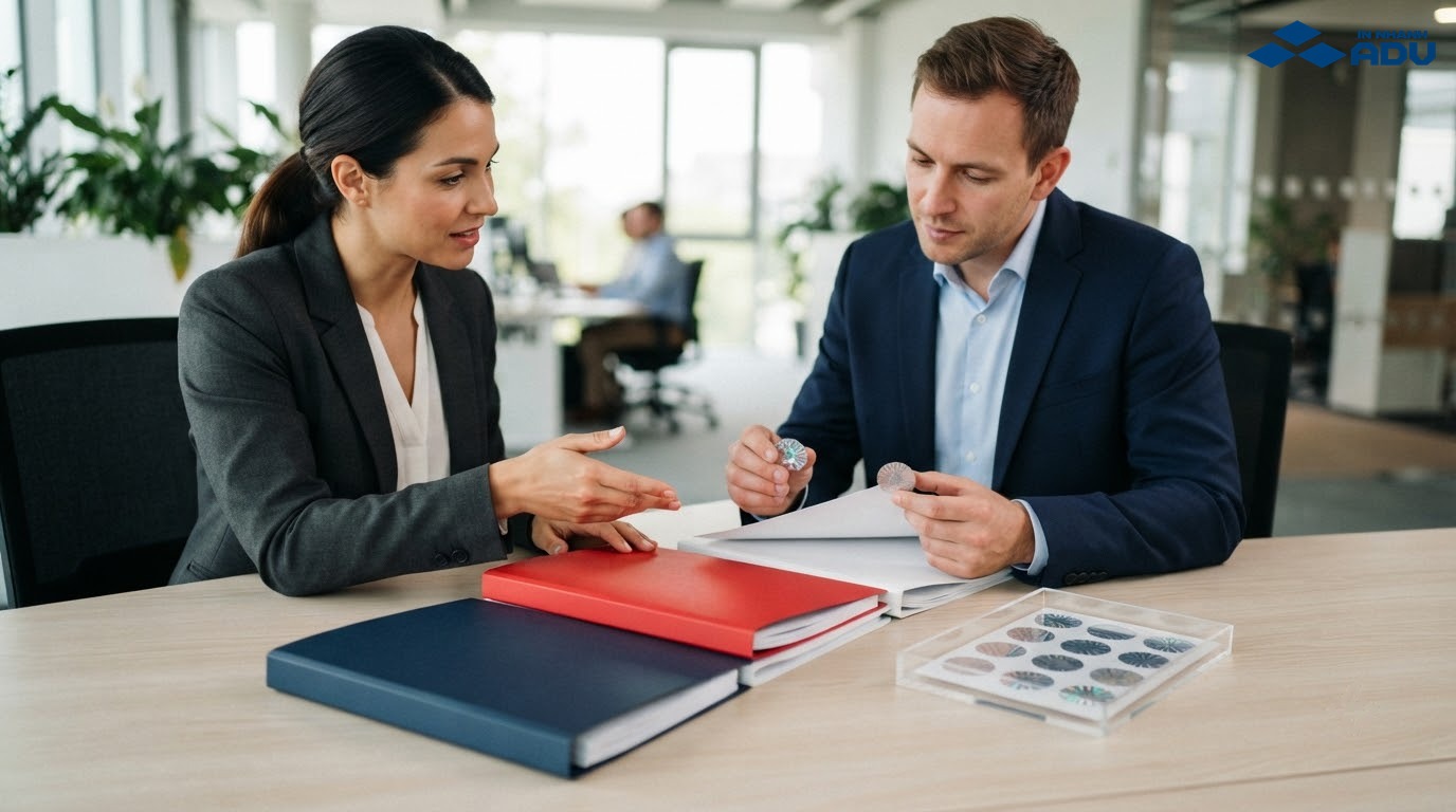 Hồ sơ doanh nghiệp và mẫu tem được đối chiếu trước khi nhận in chống giả