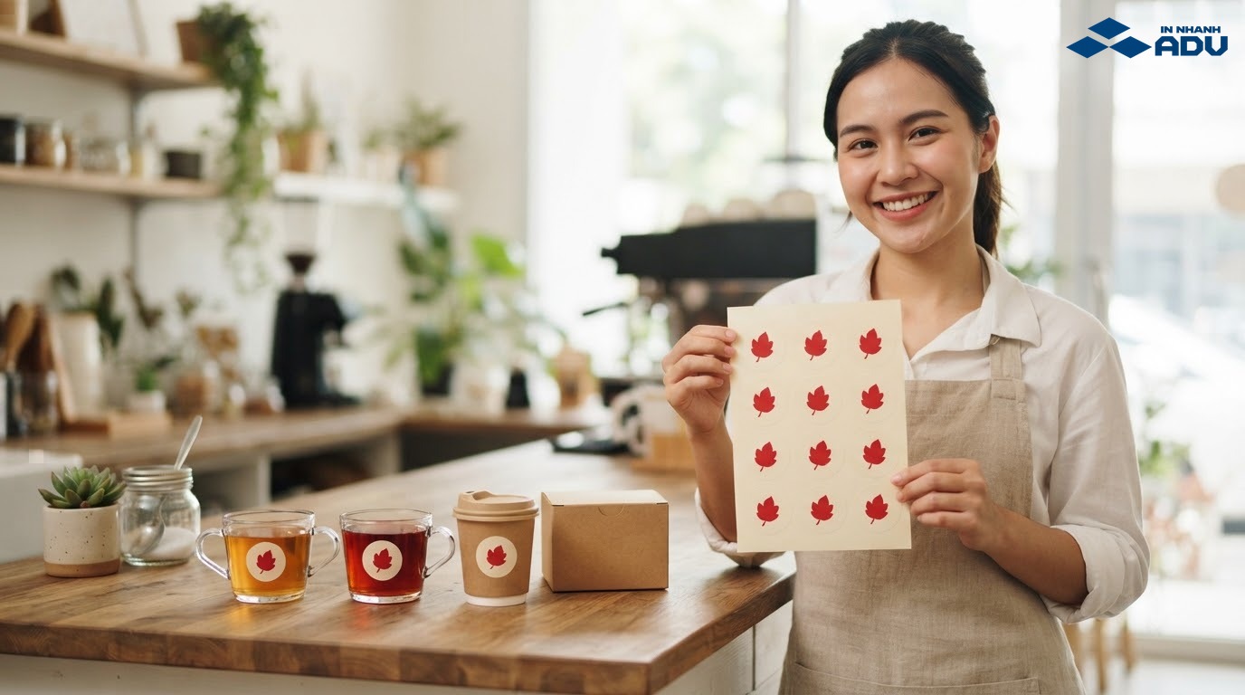 Bộ tem dán ly số lượng ít dành cho quán trà sữa mới khai trương