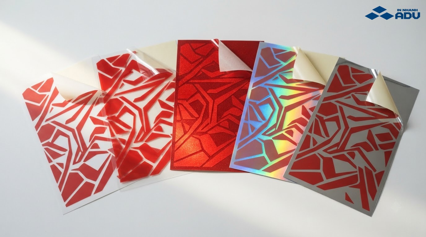 Mẫu decal nhựa sữa, decal trong, phản quang, hologram và xi bạc dùng dán xe