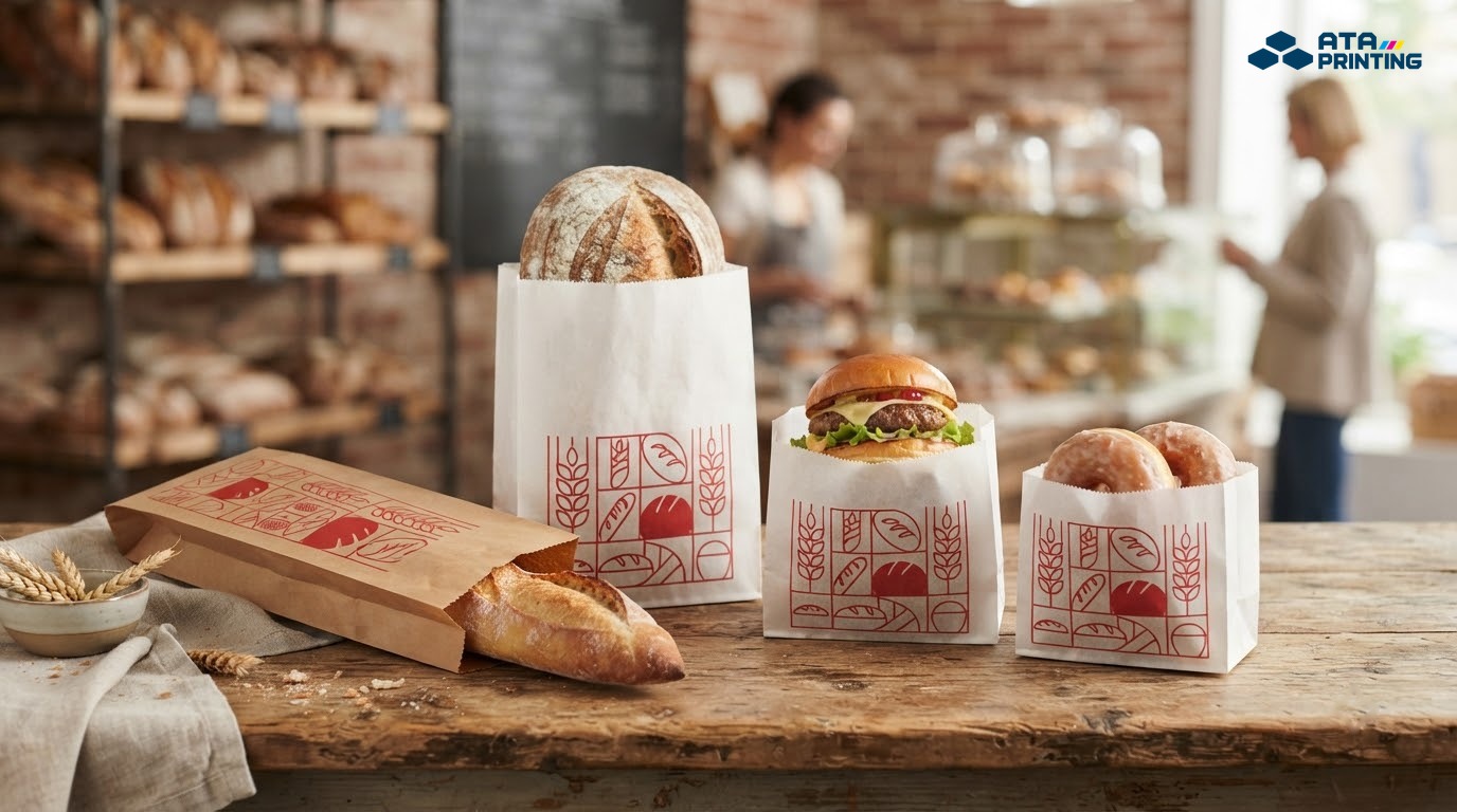 Nhiều kiểu túi giấy phù hợp bánh mì truyền thống, baguette, burger và donut