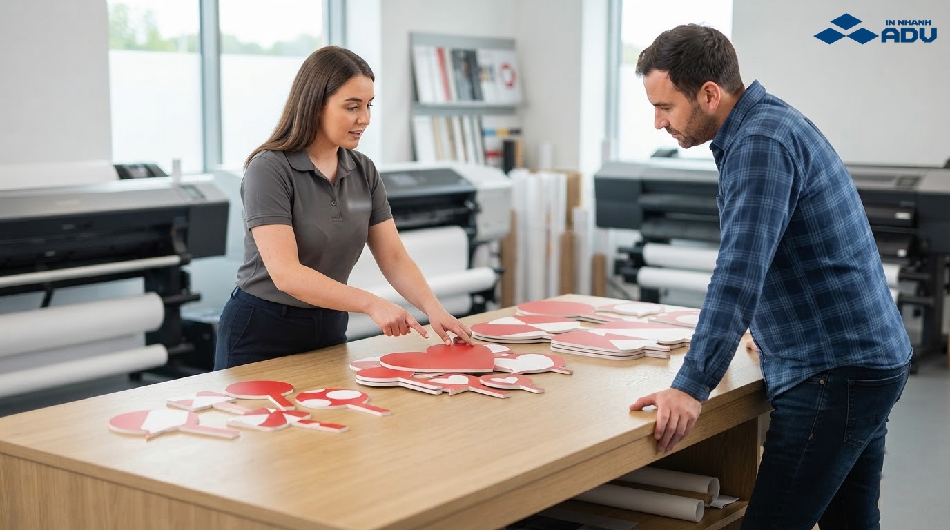 Khách hàng xem các nhóm hashtag cầm tay formex khác nhau về kích thước và số lượng