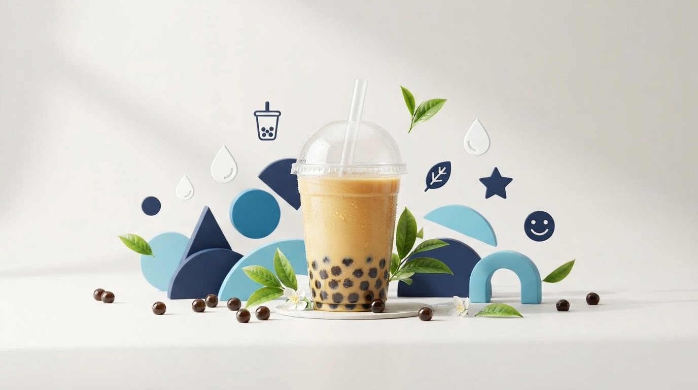 Mẫu ý tưởng nhận diện trà sữa đẹp, cute và sáng tạo với biểu tượng nguyên bản