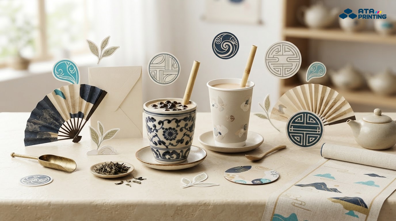Ý tưởng nhận diện trà sữa phong cách Đài Loan Trung Hoa vintage