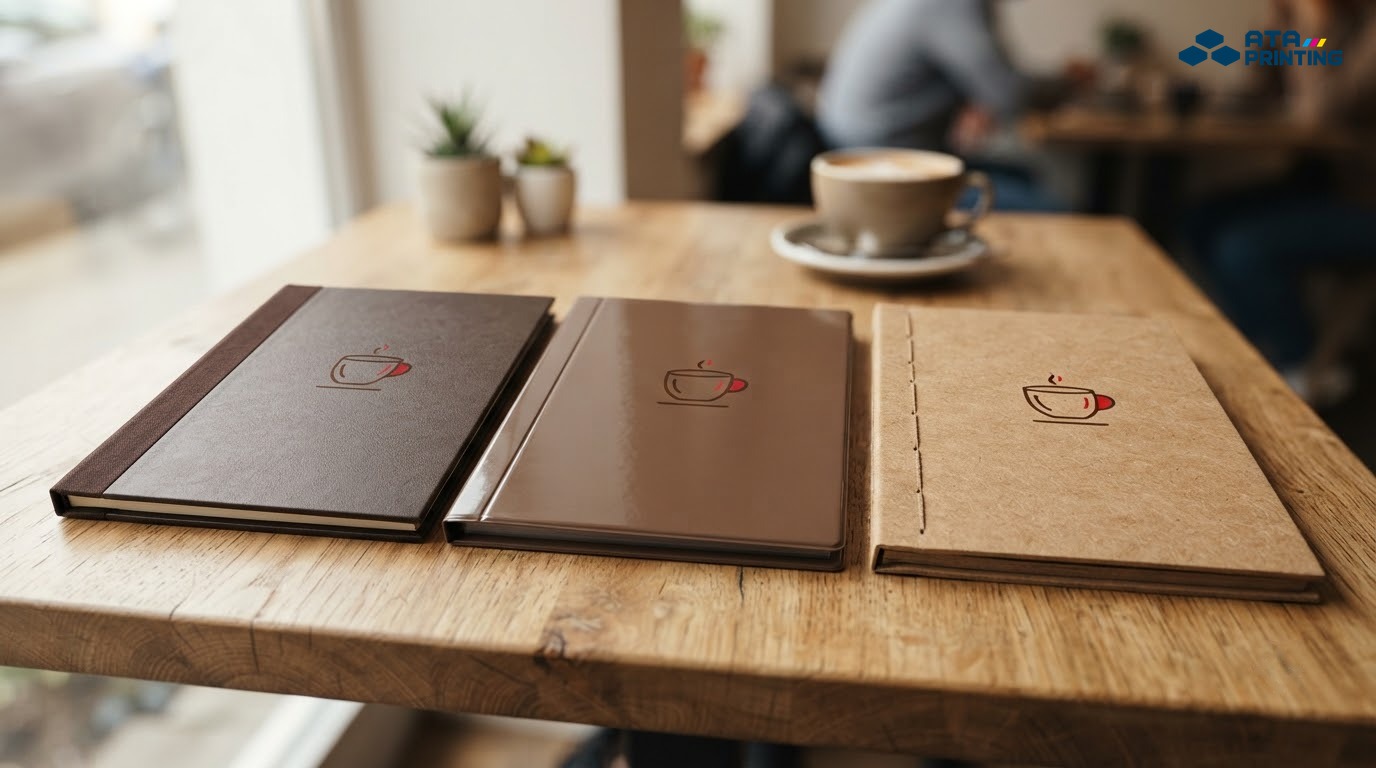 Ba kiểu bìa menu cafe bằng formex, nhựa PVC và giấy kraft