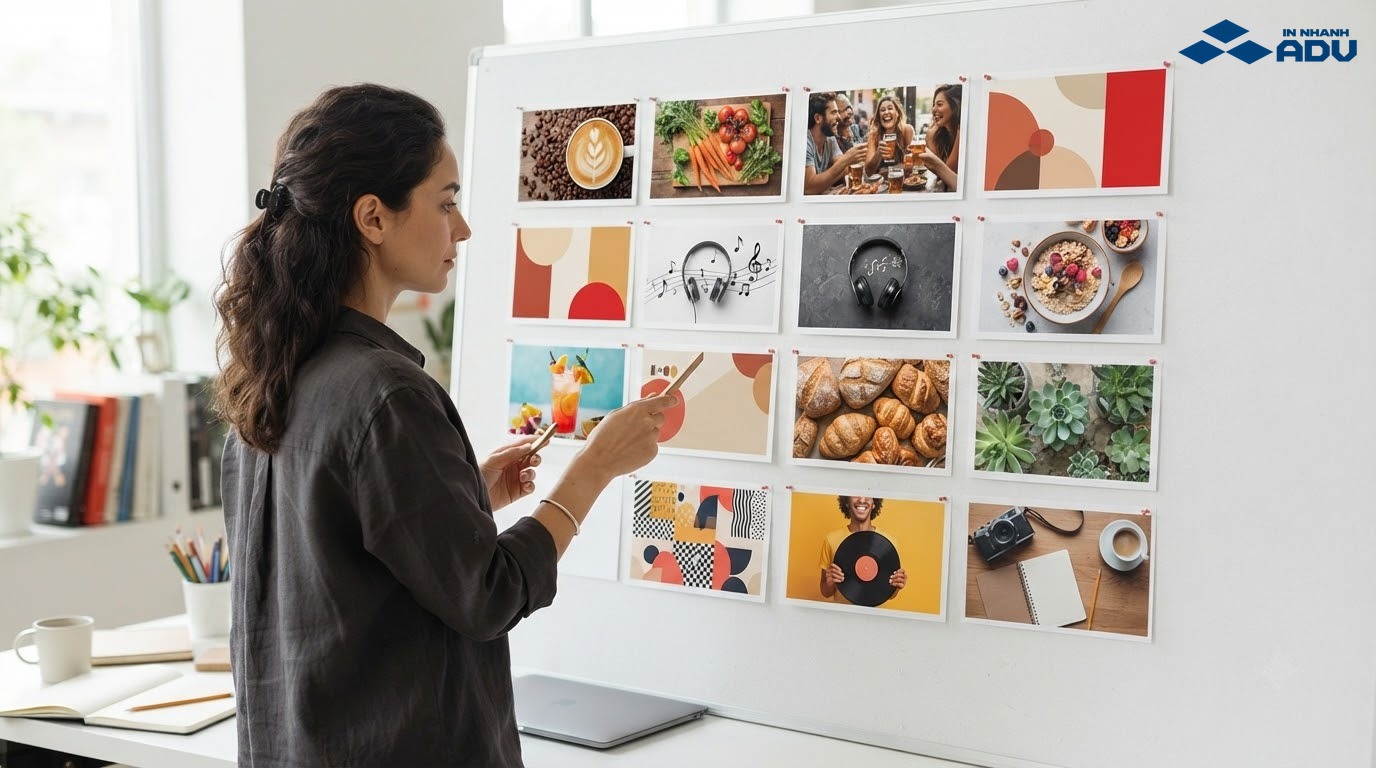 Mẫu poster quảng cáo sự kiện và nhà hàng trên màn hình