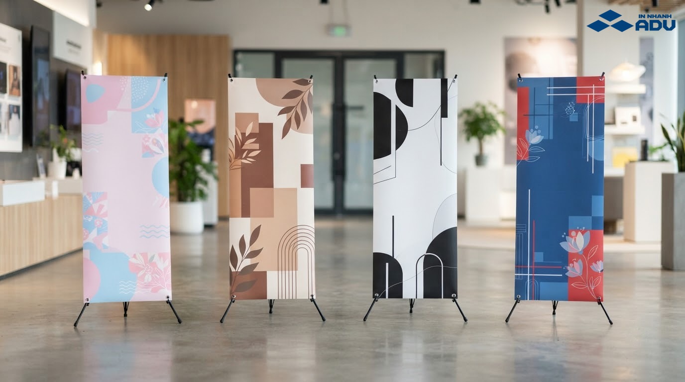 Bộ sưu tập standee chữ X khai trương nhiều phong cách