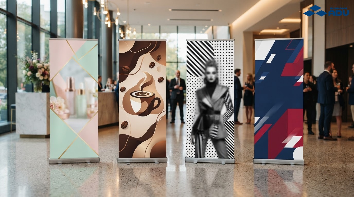 Nhiều mẫu standee cuốn cho sự kiện khai trương