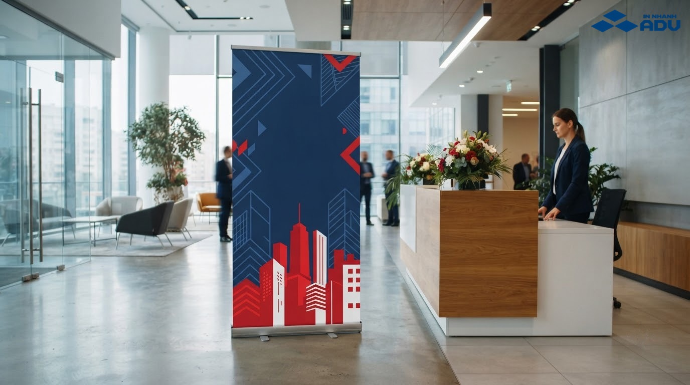 Standee khai trương văn phòng mang phong cách chuyên nghiệp