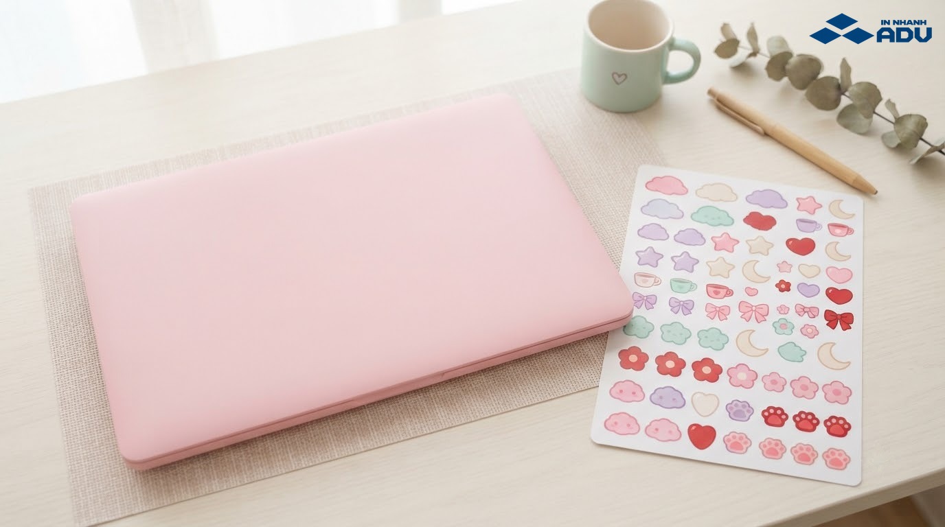 Sticker pastel hình mây, sao, nơ và hoa trang trí laptop không có nhân vật
