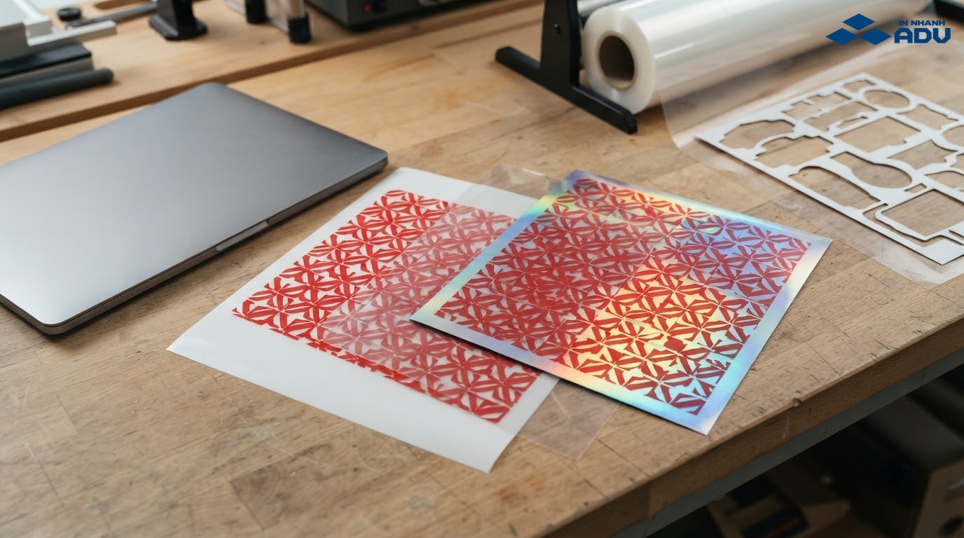 Mẫu decal nhựa sữa, nhựa trong và hologram dùng làm sticker laptop