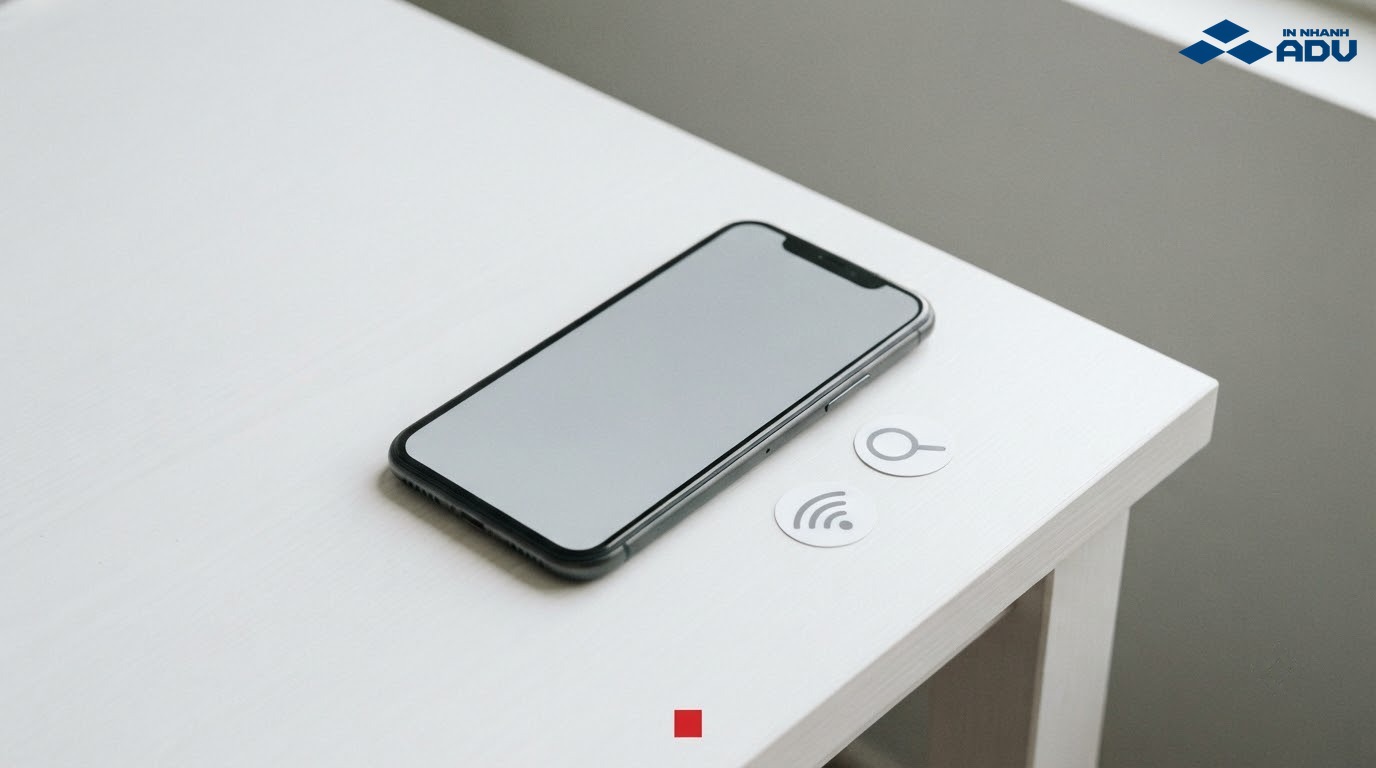 Điện thoại được kiểm tra cùng biểu tượng Wi-Fi và kính lúp khi sticker không hiển thị