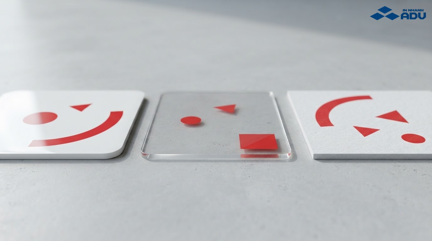 Ba mẫu sticker với bề mặt khác nhau
