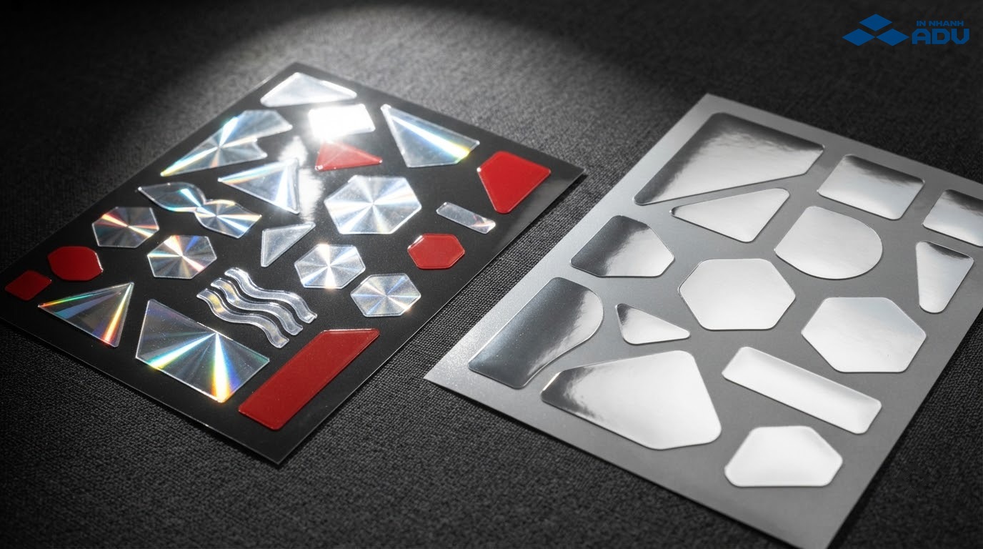 Sticker hiệu ứng lấp lánh và bạc kim loại