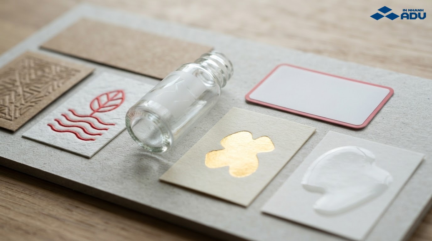 Mẫu nhãn kraft, decal trong và hiệu ứng bề mặt