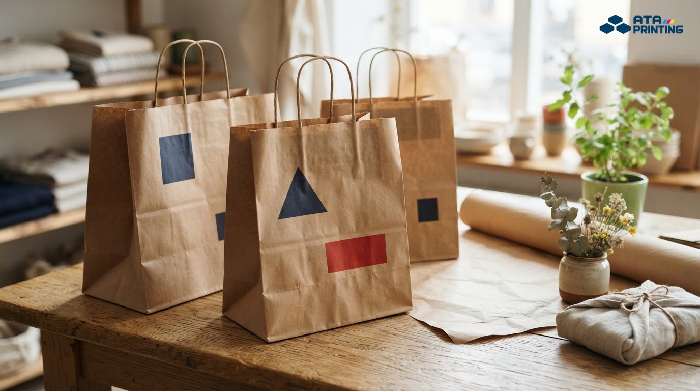 Túi giấy kraft nâu có quai giấy xoắn dùng cho thực phẩm và sản phẩm handmade