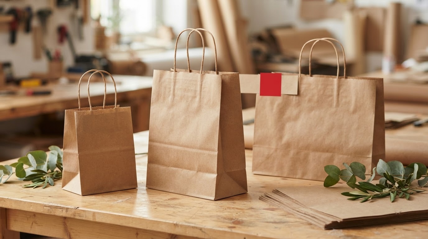 Bộ túi giấy Kraft tái chế thân thiện môi trường với quai giấy xoắn