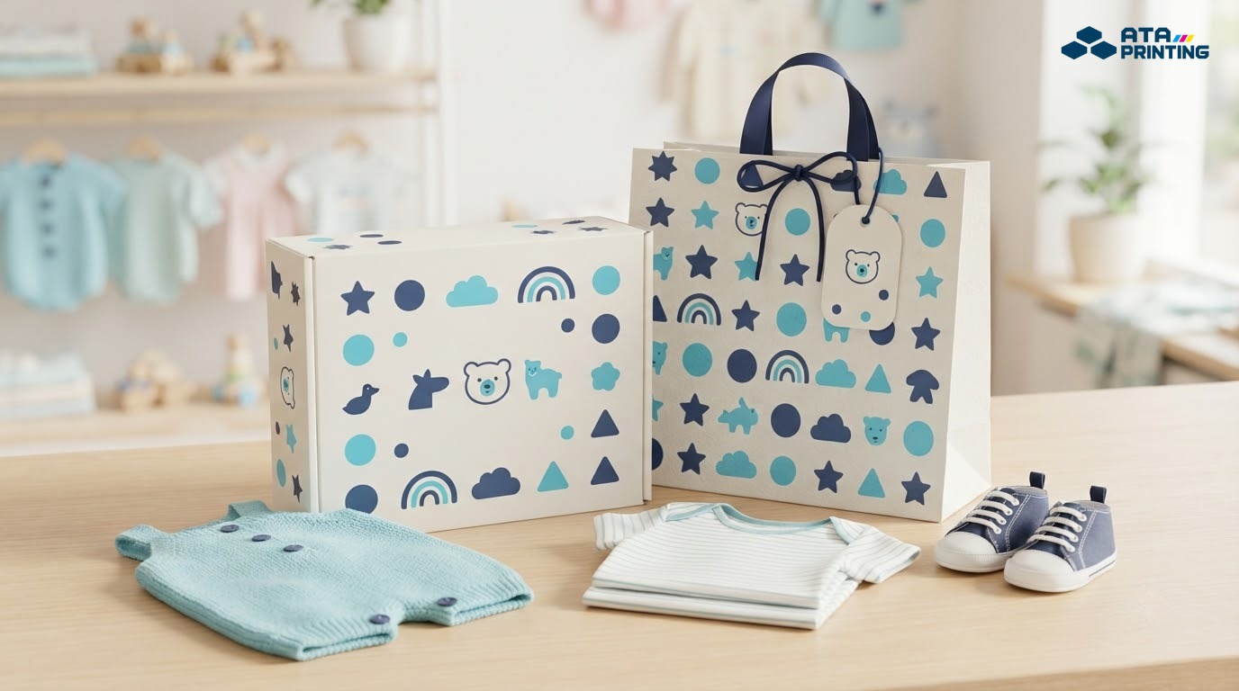 Ý tưởng nhận diện shop quần áo trẻ em với biểu tượng bo tròn vui mắt